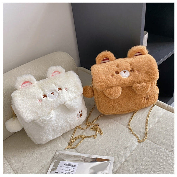 Baby Bear Fur Handbag - fuzzy, fuzzy bag, handbag, handbags, kawaii bag Kawaii Babe