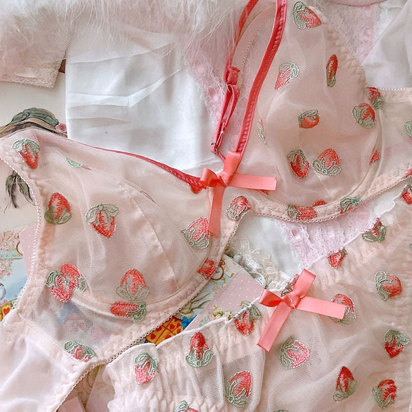 Berries & cream lingerie set - bra and panties - bras - brasier - brasiers
