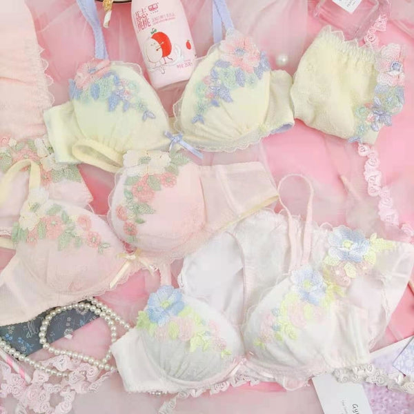 Candy Floral Lingerie Set - angel, angelcore, angelic, bra, bralette