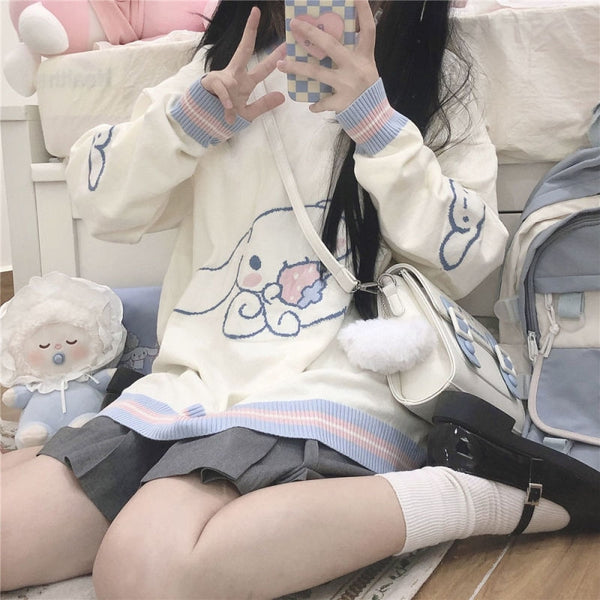 Cinnamoroll knit hoodie - cinnamoroll - cute - fairy kei - hooded - hoodies