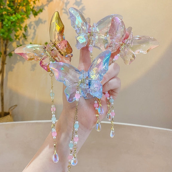 Crystal Butterfly Claw Hair Clip - clips, hair accessories, hair accessory, hair clip Kawaii Babe