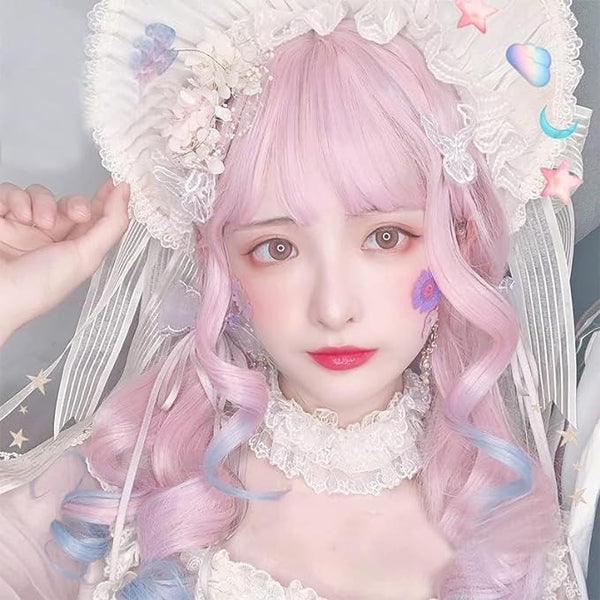Dainty blue pink ombre wig - blue wig - cosplay - costume - cotton candy - fake
