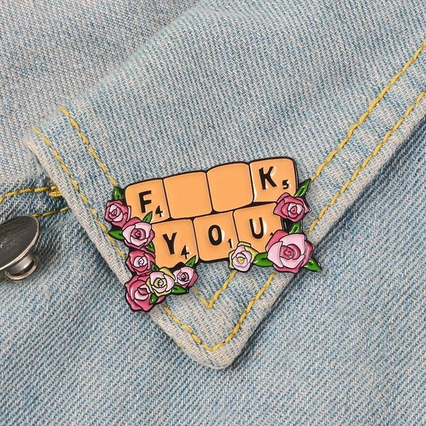 F**k you scrabble enamel pin - brooch - brooches - cheeky - enamel - pin