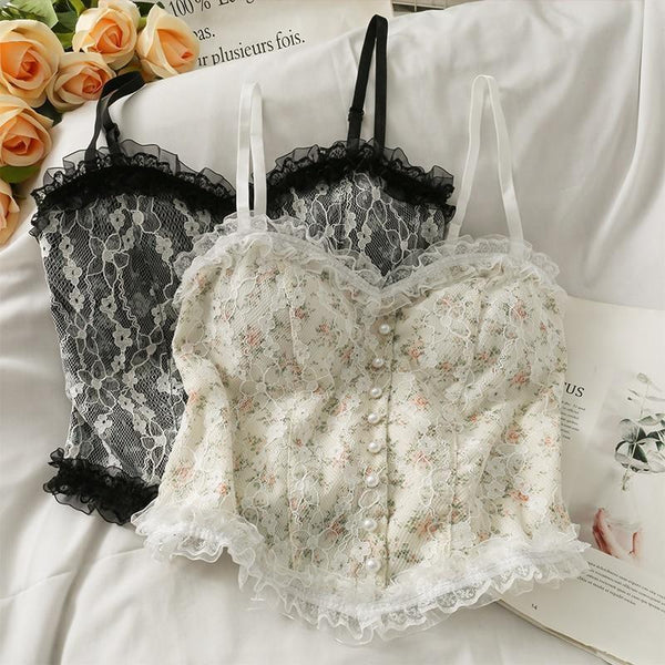 French Floral Camisole - belly shirt, shirts, crop, crop top
