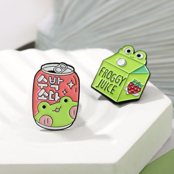 Froggy juice enamel pins - brooch - brooches - enamel pin - pins - frog