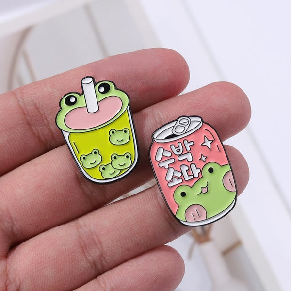 Froggy juice enamel pins - brooch - brooches - enamel pin - pins - frog
