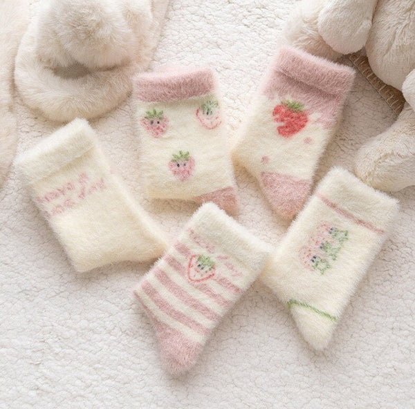 Fuzzy Berry Socks - berries, berry, furry socks, fuzzy socks, socks Kawaii Babe