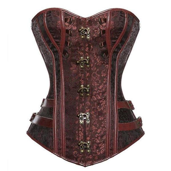 Genuine steampunk corsets - boned - brown corset - clockworks - corsetry - cosplay