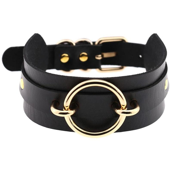 Golden o-ring collar - choker - chokers - collar - collared - collars