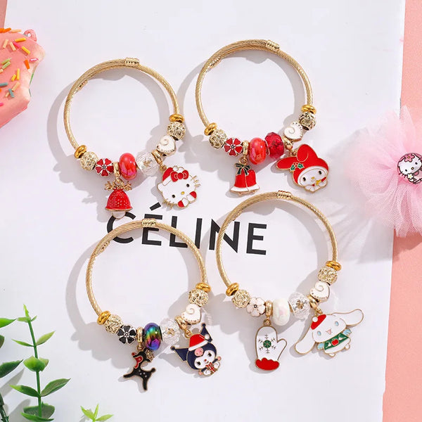 Holiday character bangle beaded bracelets - bracelets - cinnamoroll - hello