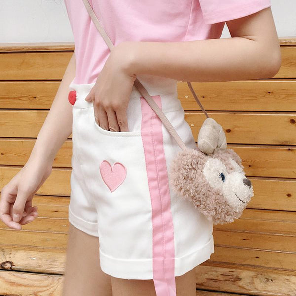 Sweet heart shorts - booty shorts - embroidered - embroidery - lolita - pink