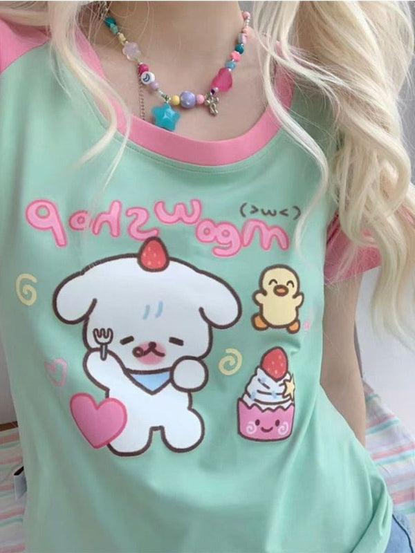 Hungry lil pup tee - crop top - tops - puppy dog - shirts - t-shirts