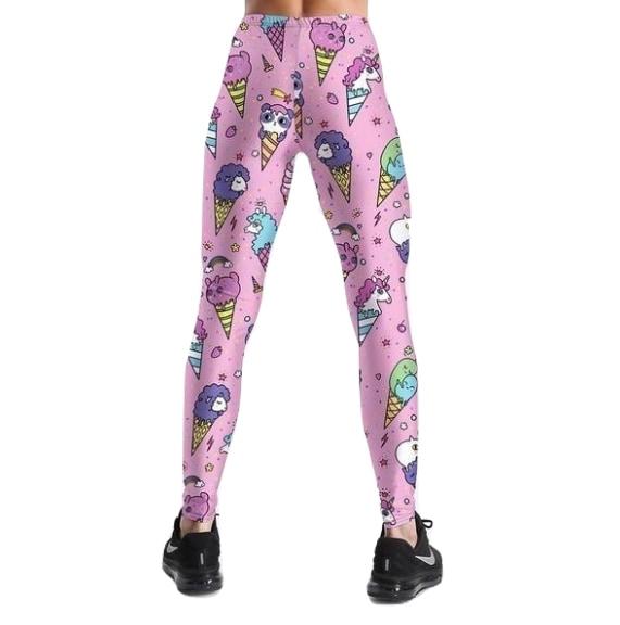 Kawaii Pink Ice-cream Sprinkles Yoga Pants Leggings Athletic Fitness Cute Fashion