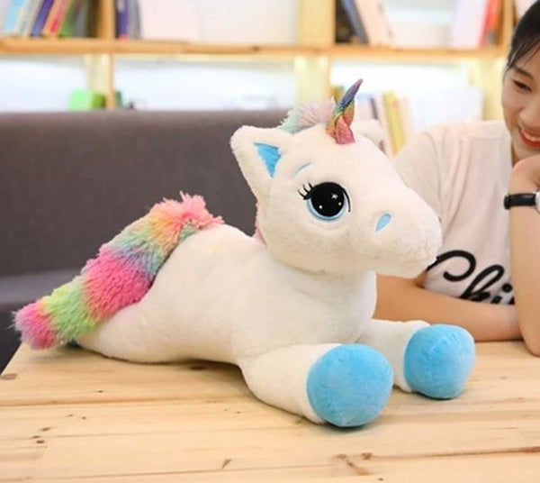 Jumbo Rainbow Unicorn Plush - 40cm / Blue - Plush