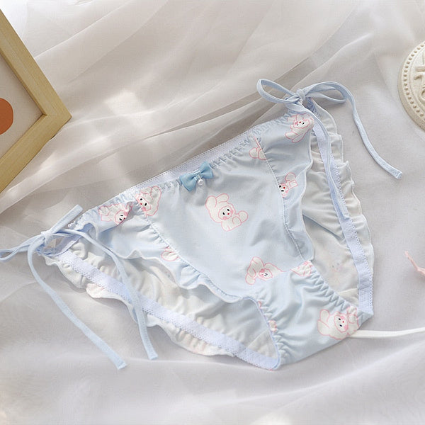 Kigurumi bear lace up panties - bra and panties - lace up - pink lingerie - tie