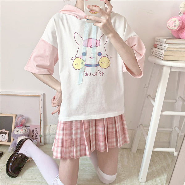 Little bun tee - baby bunny - blue - bunnies - hoodie - rabbit