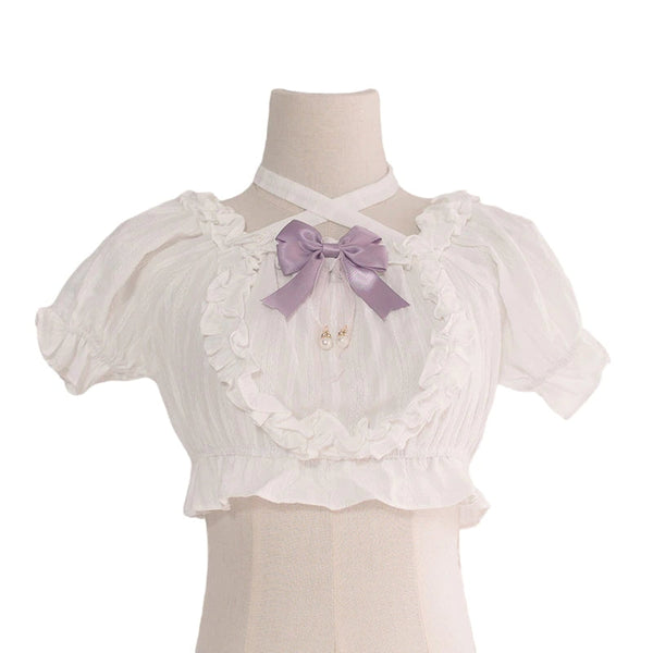 Lolita Cropped Blouse - blouse, blouses, crop top, cropped tank, top