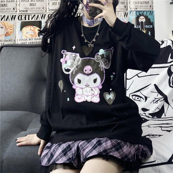 Pastel Goth Kuromi Crewneck - cozy, goth, gothic, goths, hooded