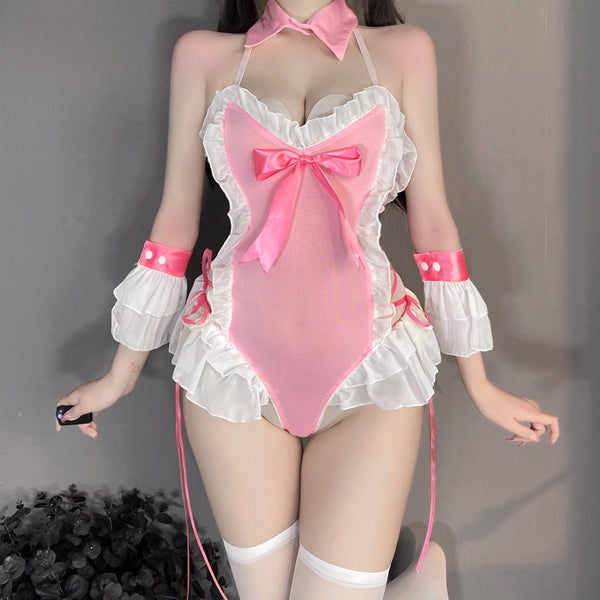 Pink Kitten Lingerie Set - bunny, bunny rabbit, cosplay, costume, kitten