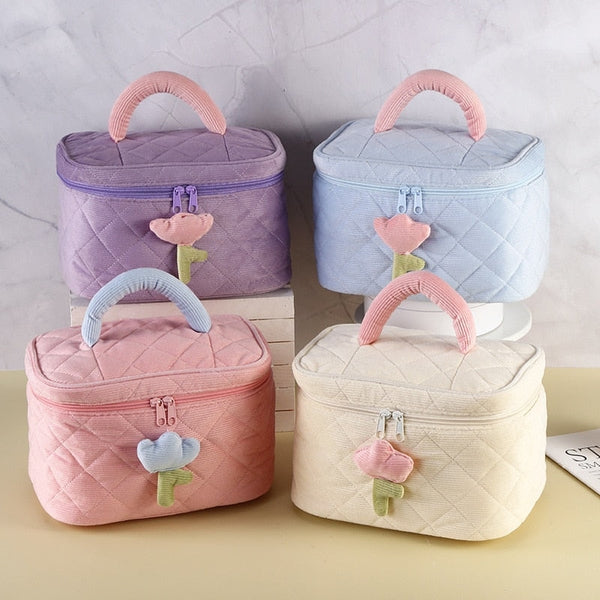 Plush Tulip Make-Up Case - bags, flowers, makeup bag, tulip Kawaii Babe