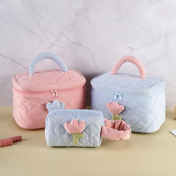 Plush Tulip Make-Up Case - bags, flowers, makeup bag, tulip Kawaii Babe