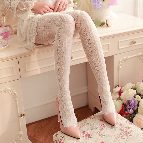 elegant lace tights lolita pantyhose nylons lacy elegance royal regal victorian era by kawaii babe