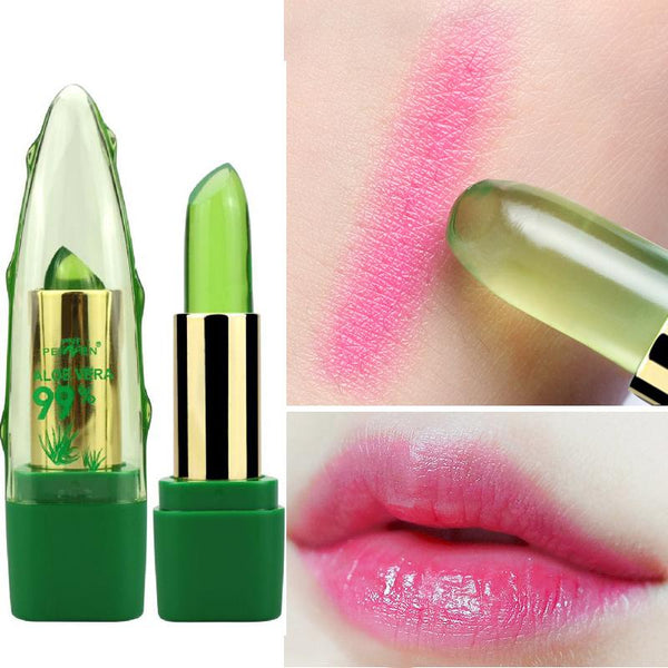 99% pure aloe vera color changing lipstick lipbalm lip stick lip balm hydrating moisturizing pure organic natural plant based green make-up 
