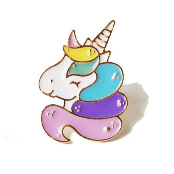 rainbow unicorn smiling enamel pin gold plated lapel brooch harajuku japan fashion by kawaii babe