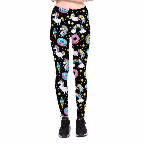Magical Unicorn Donut Rainbow Leggings Tights Pants Aesthetic Magical Girl by Kawaii Babe
