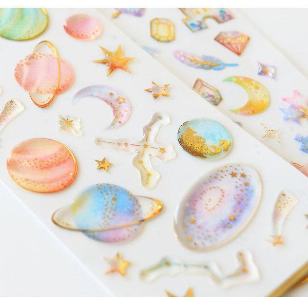 fairy kei jewel sticker sheet milky way galaxy gemstones enchanted kingdom sticker sheet decoration by kawaii babe