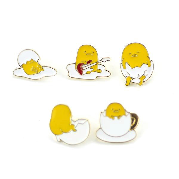 lazy gudetama egg enamel pin lapel brooch happy yellow egg yolk kawaii harajuku japan fashion accessories by kawaii babe