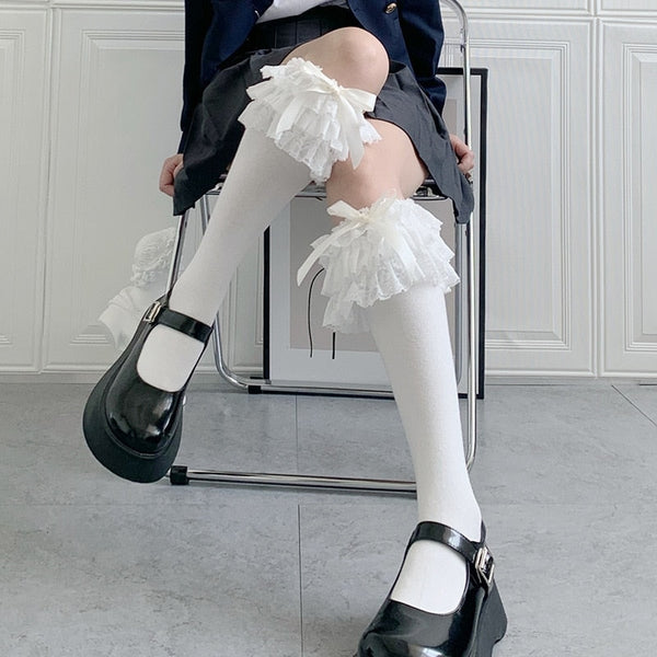 Ruffled Knee Socks - socks, stockings Kawaii Babe