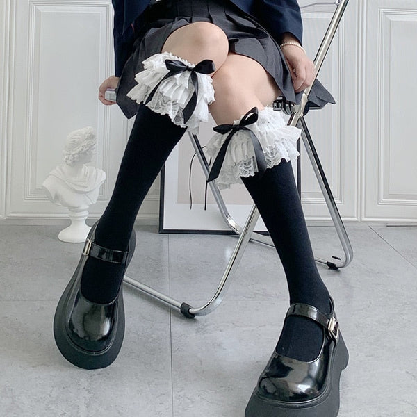 Ruffled Knee Socks - socks, stockings Kawaii Babe