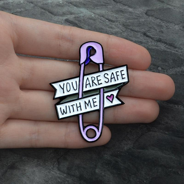 Safe with me pin - baby girl - brooch - brooches - enamel pin - pins