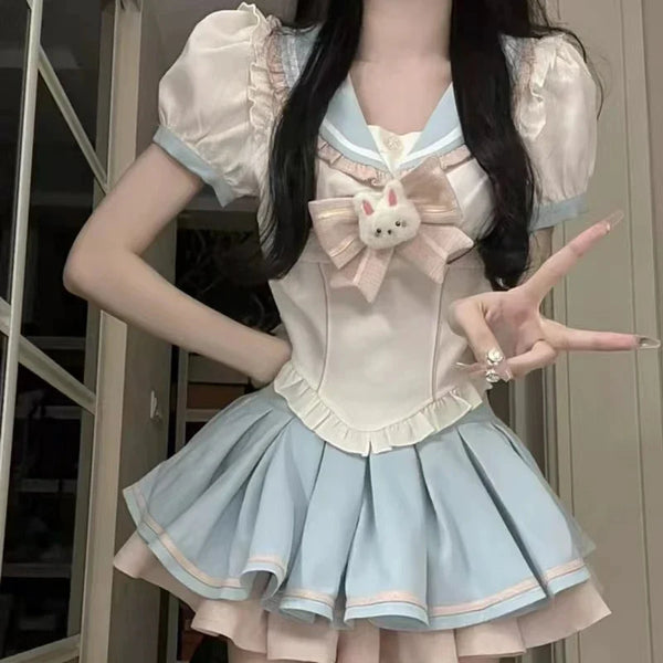 Sailor scout bunny outfit - bunny - cute skirt - kawaii outfit - pleated