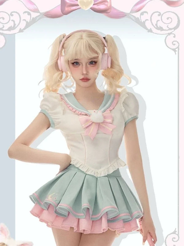 Sailor scout bunny outfit - bunny - cute skirt - kawaii outfit - pleated