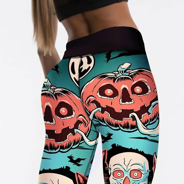 Screaming Pumpkin Leggings - halloween, halloween leggings, jack o lantern, jackolantern, pants