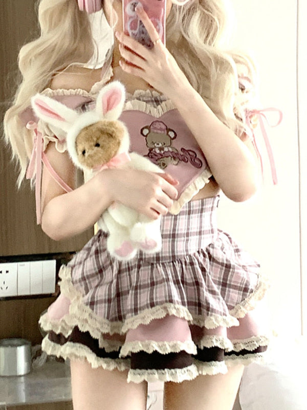 Serendipity teddy outfit - angelcore - angelic - coquette - crop top - dollette