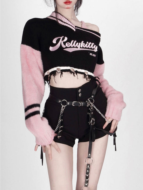 Shadow blossom cropped sports jacket - crop top - tops - cropped - distressed -