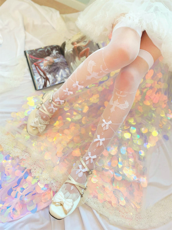Sheer Lolita Nylon Thigh Highs - nylon, nylons, socks, stockings, tights Kawaii Babe