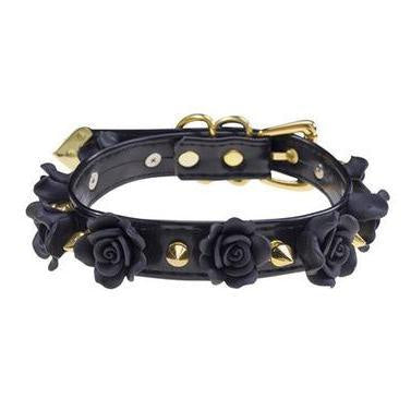 Spiked floral collar - chokers - collars - floral - flowers - gold necklace