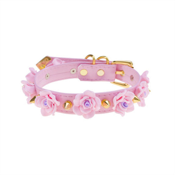 Spiked floral collar - chokers - collars - floral - flowers - gold necklace