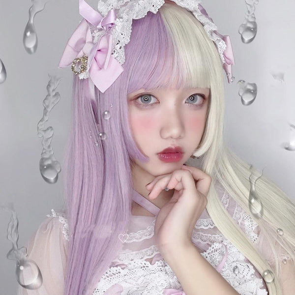 Split Lavender Lolita Wig - bangs, fairy kei, fake hair, kanekalon, lolita wig