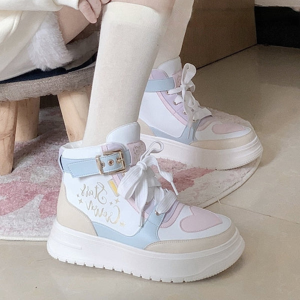 Star crown pastel hi-tops - booties - boots - faecore - fairy kei - fairycore