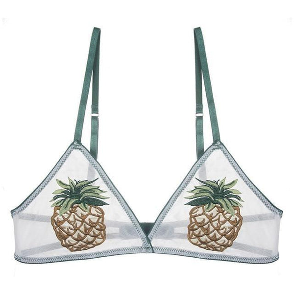 Cute Pineapple Transparent Clear Bralette Bra  Fruit Kawaii Lingerie