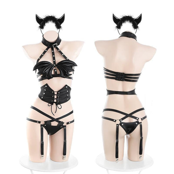 Succubus maiden cosplay set - black latex - costumes - halloween - lingerie