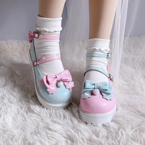 Sweet Lolita Paw Maryjanes - embroidered, embroidery, loafers, lolita, lolita heels