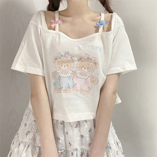 Teddy Bear Friends Tee - crop tops, plus size, plus sizes, teddy, teddy bear Kawaii Babe