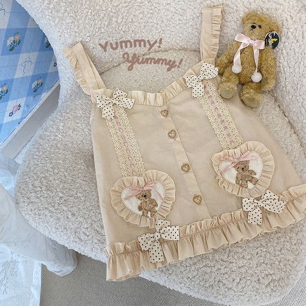 Tender Teddy Crop Top - bear, bear shirt, crop top, crop tops, retro Kawaii Babe