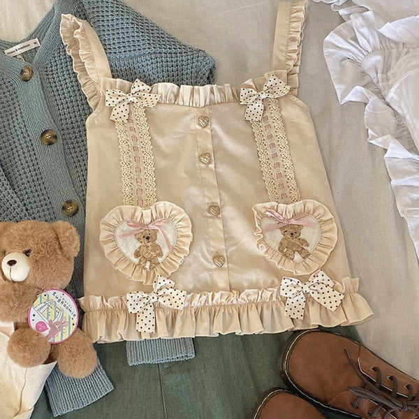 Tender Teddy Crop Top - bear, bear shirt, crop top, crop tops, retro Kawaii Babe